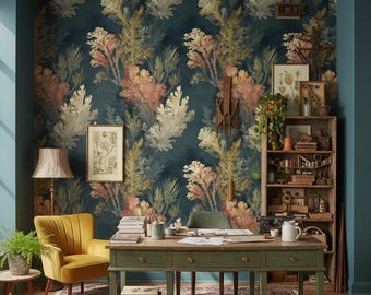Papier peint botanique vintage abstrait mural double rouleau