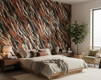 Animal Print Wallpaper Tiger Stripes Removable Peel And Stick Modern Wall Double Roll