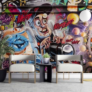 Graffiti Wallpaper Colorful Peel and Stick Wall Mural Art Wall Decor - Etsy
