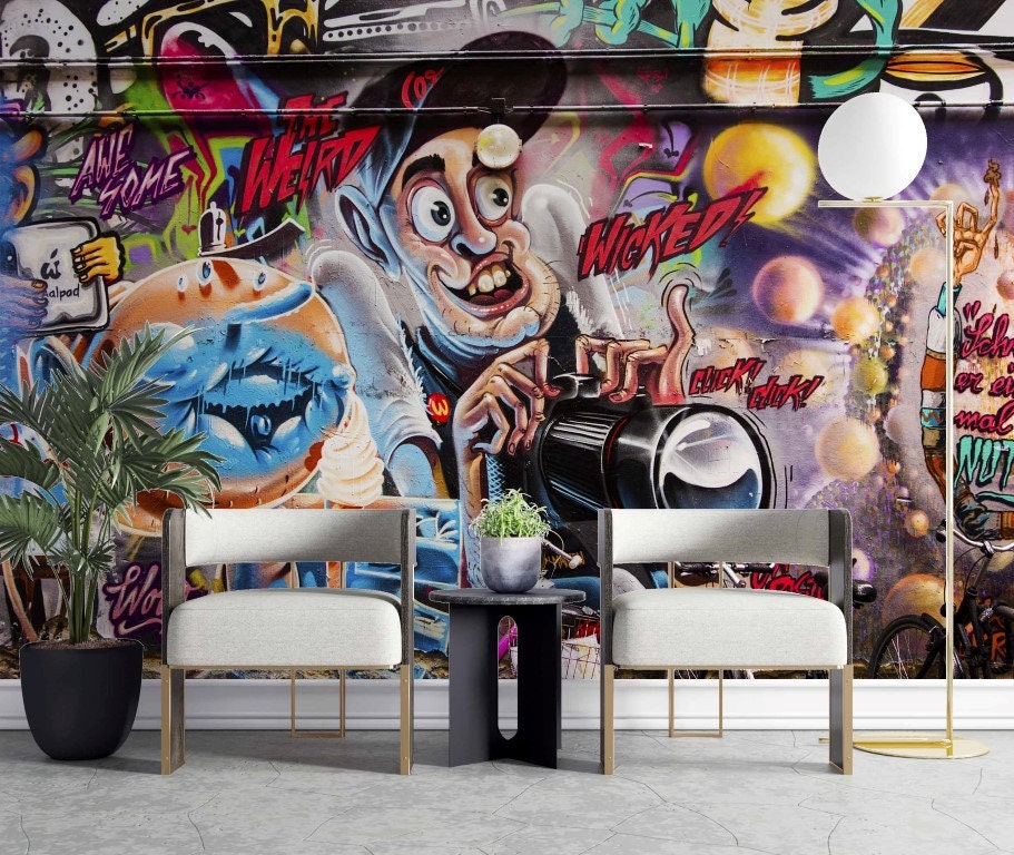 Graffiti Wallpaper Colorful Peel and Stick Wall Mural Art Wall Decor ...