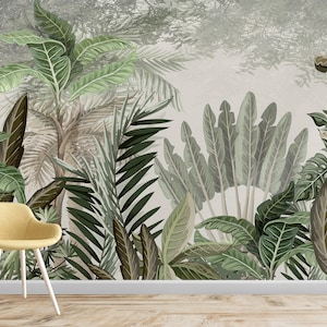 Rainforest Wallpaper / Tropical Plants Wallpaper / Exotic Plants Wallpaper / Green Wallpaper /  Peel & Stick Wallpaper / Removable