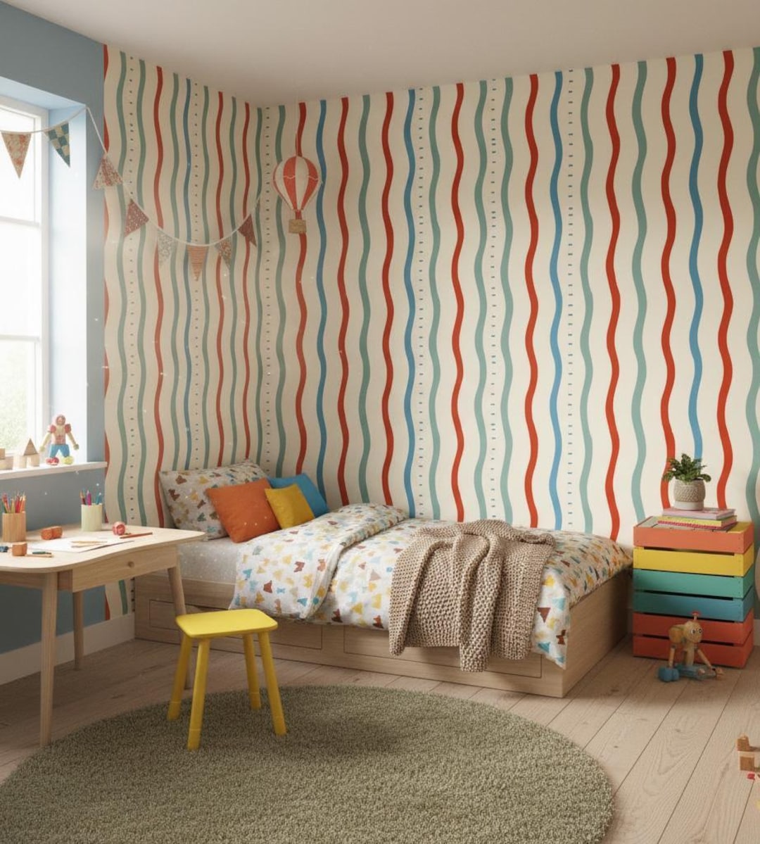 Wavy Lines Wallpaper Abstract Removable Peel and Stick Minimalist Wall ...