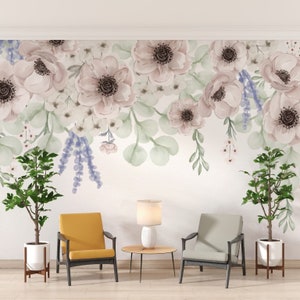 Carta da parati a margherita, fiori bianchi, decorazione da parete, stile vintage, stacca e attacca, murale da parete