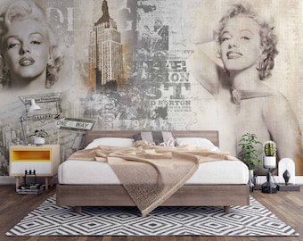 Marilyn Monroe Wallpaper / Actor Wallpaper / Model Wallpaper /  Peel & Stick Wallpaper / Removable Wallpaper