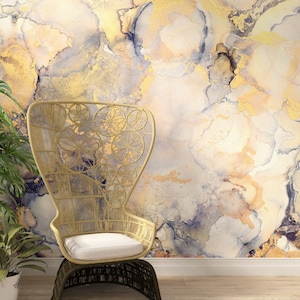 Yellowish Wallpaper / Sulfuric Acid Looking Abstract Wallpaper / Abstract Wallpaper / Adhesive Wallpaper / Peel and Stick Wallpaper