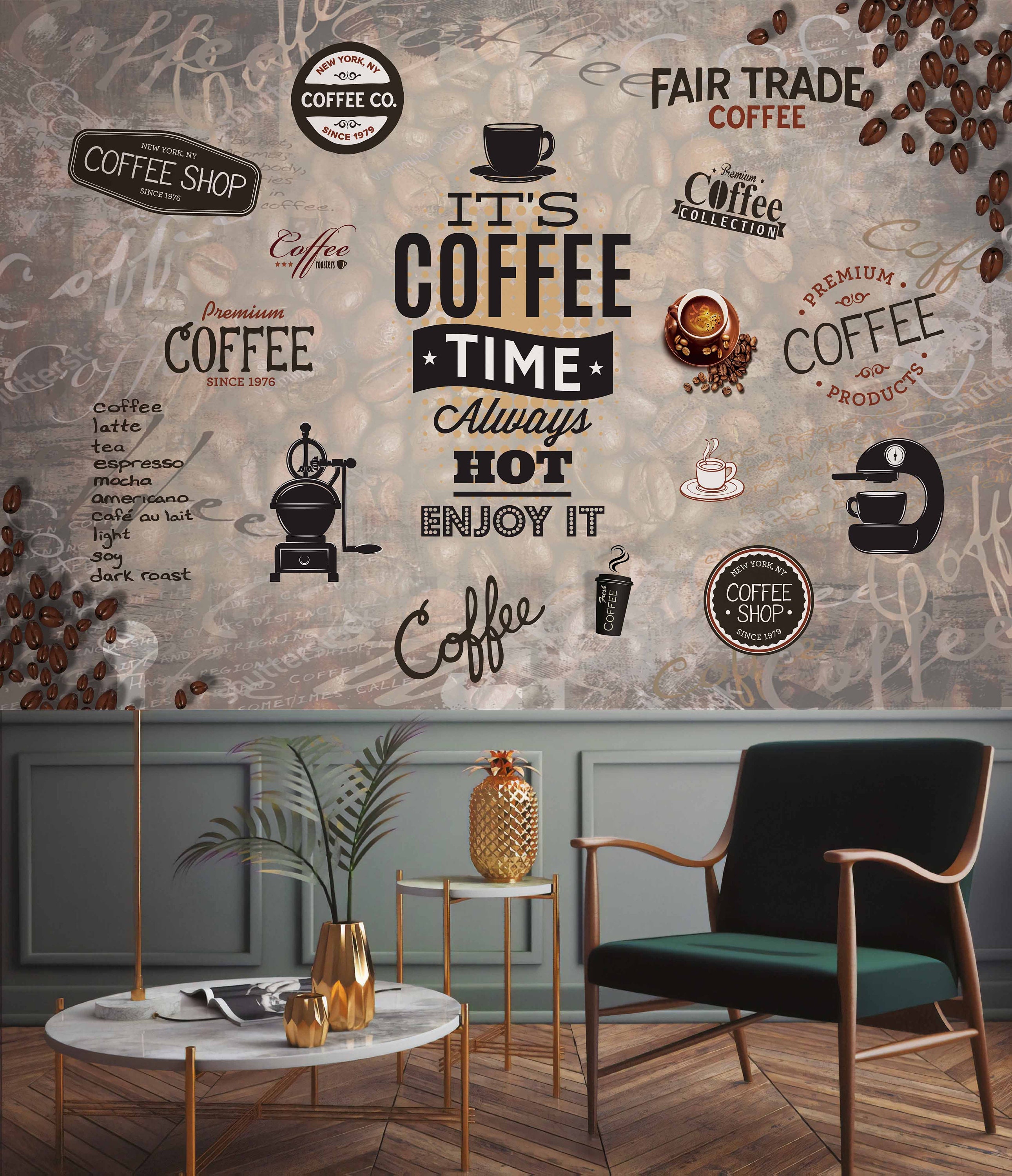 Coffee Themed Wallpaper / Coffee Wallpaper / Cafe Wallpaper / - Etsy Canada