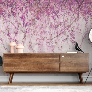 Sakura Flowers Wallpaper Cherry Tree Peel and Stick Wall Mural Vintage Style Wall Decor image 3