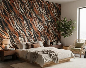 Animal Print Wallpaper Tiger Stripes Removable Peel And Stick Modern Wall Double Roll