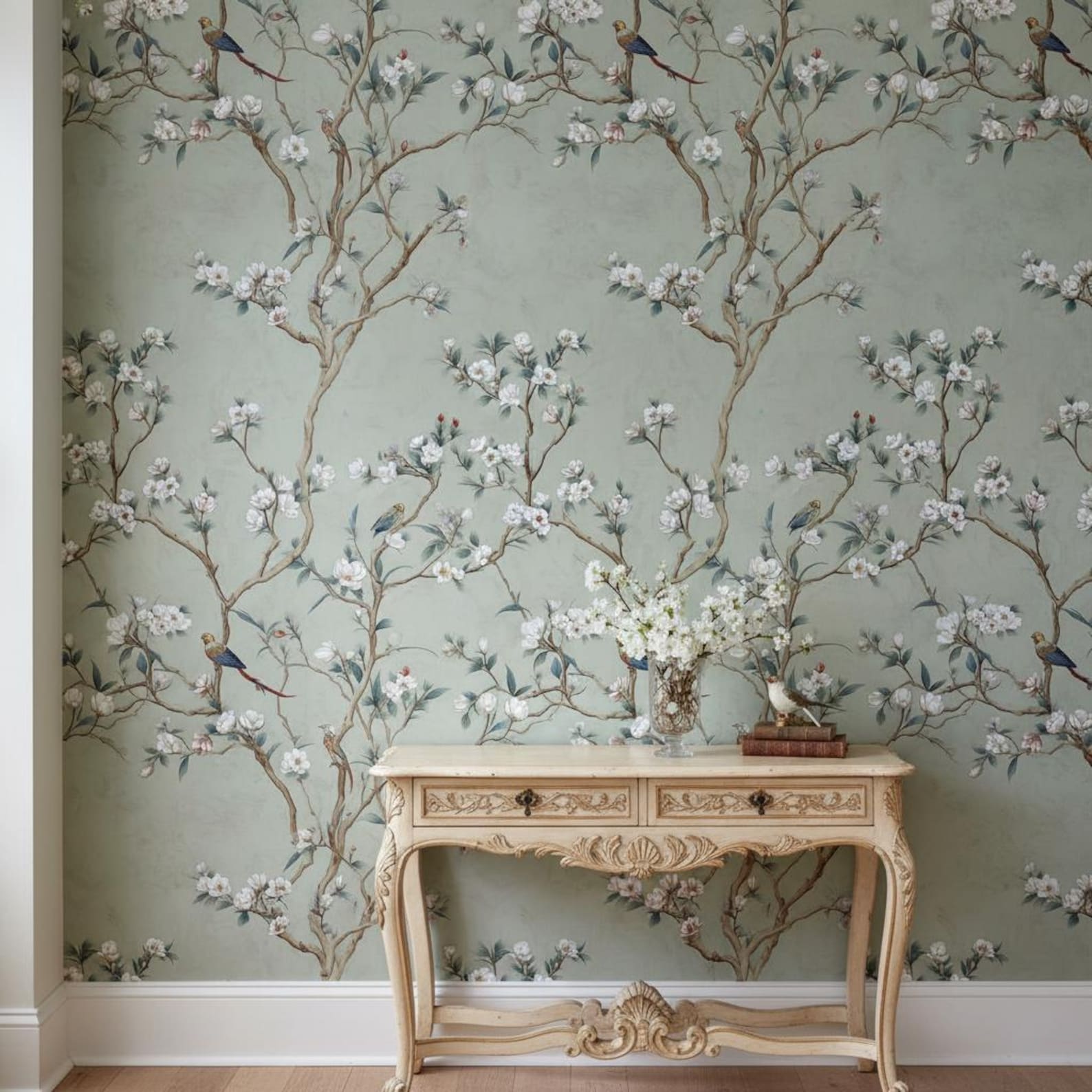 Floral Wallpaper Birds Removable Peel and Stick Vintage Wall Double ...