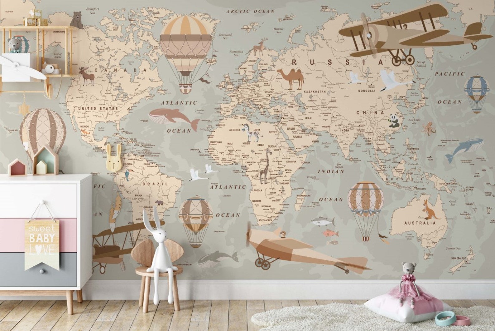 Vintage Wallpaper / Airplanes Wallpaper / Animals Wallpaper / - Etsy
