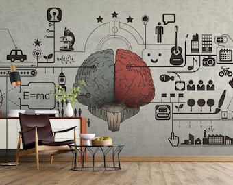 Papel de parede de física / Papel de parede de cérebro / Papel de parede de química / Papel de parede criativo / Papel de parede removível / Papel de parede de arte