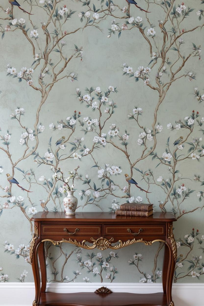Floral Wallpaper Birds Removable Peel and Stick Vintage Wall Double ...