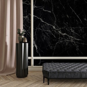 Black Marble Wallpaper / Cracked Marble Texture Wallpaper / Luxury Wallpaper /  Peel & Stick Wallpaper / Removable Wallpaper