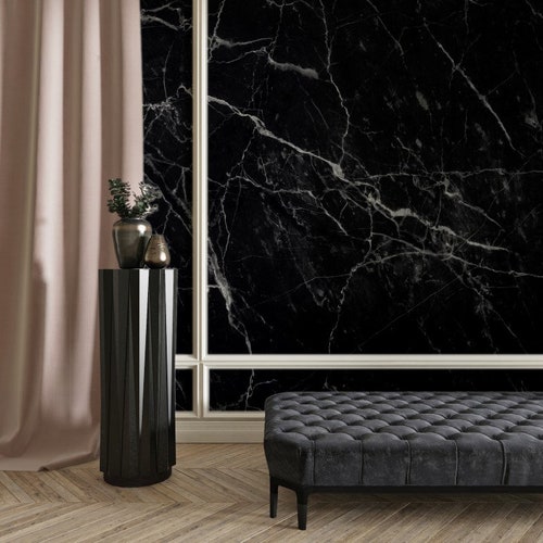 Black Marble Wallpaper / Cracked Marble Texture Wallpaper / Etsy