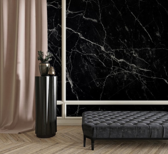 Shetland winkelwagen Verdeel Zwart marmer behang / gebarsten marmer textuurbehang / luxe - Etsy België
