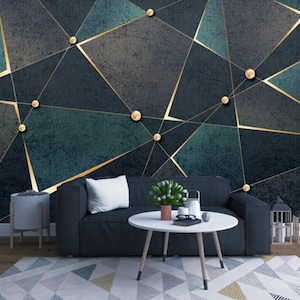 Geometric Triangle Shape Wallpaper Minimalist Wall Decor Luxury Peel and Stick Wall Mural