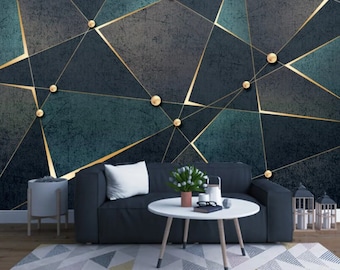 Geometric Triangle Shape Wallpaper Minimalist Wall Decor Luxury Peel and Stick Wall Mural