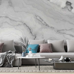 Gray Marble Pattern Wallpaper Abstract Peel and Stick Wall Mural Room Decor