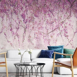 Sakura Flowers Wallpaper Cherry Tree Peel and Stick Wall Mural Vintage Style Wall Decor image 2
