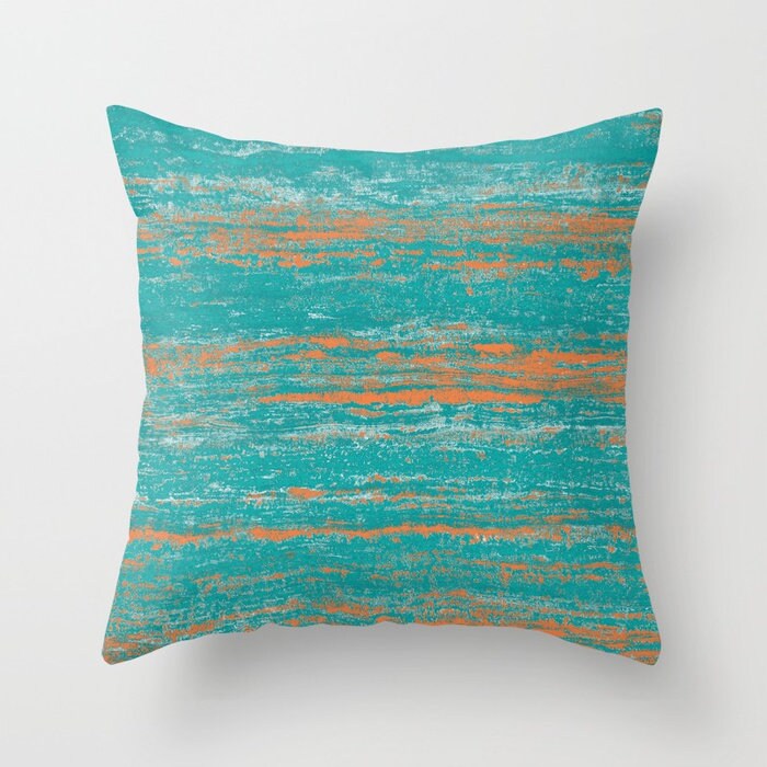 Aqua and orange throw pillows hotsell