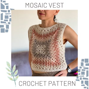 Mosaic Vest Crochet Pattern (Digital download only)