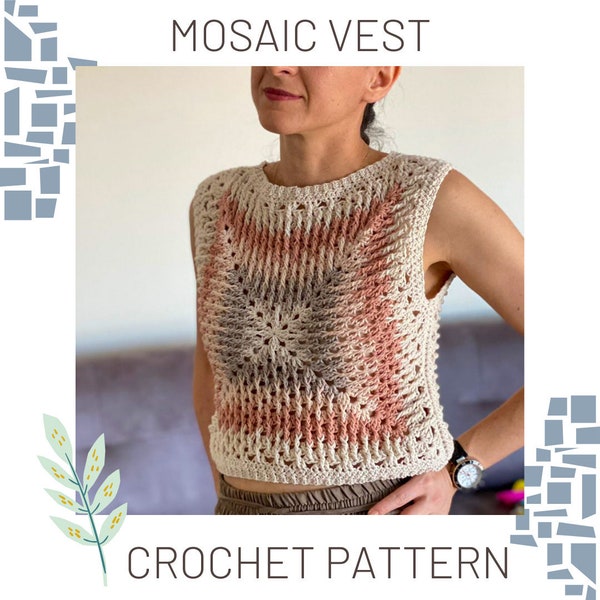 Mosaic Vest Crochet Pattern (Digital download only)