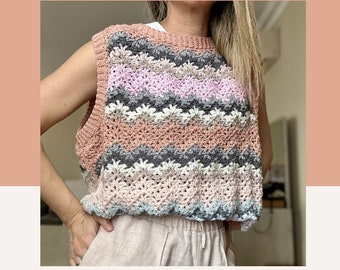 Amelia Top Crochet Pattern (Digital download only - PDF only) | Crochet Ripple Vest Pattern