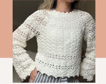 Patrón de crochet Flora Top (solo descarga digital - solo PDF) / Patrón de suéter de encaje de crochet