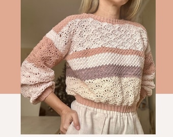 Clara Sweater Crochet Pattern (Digital download only - PDF only) | Crochet Lace Sweater Pattern