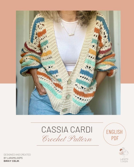 Cassia Cardi Crochet Pattern (Digital download only - English PDF only) | Crochet Lace Cardigan Pattern