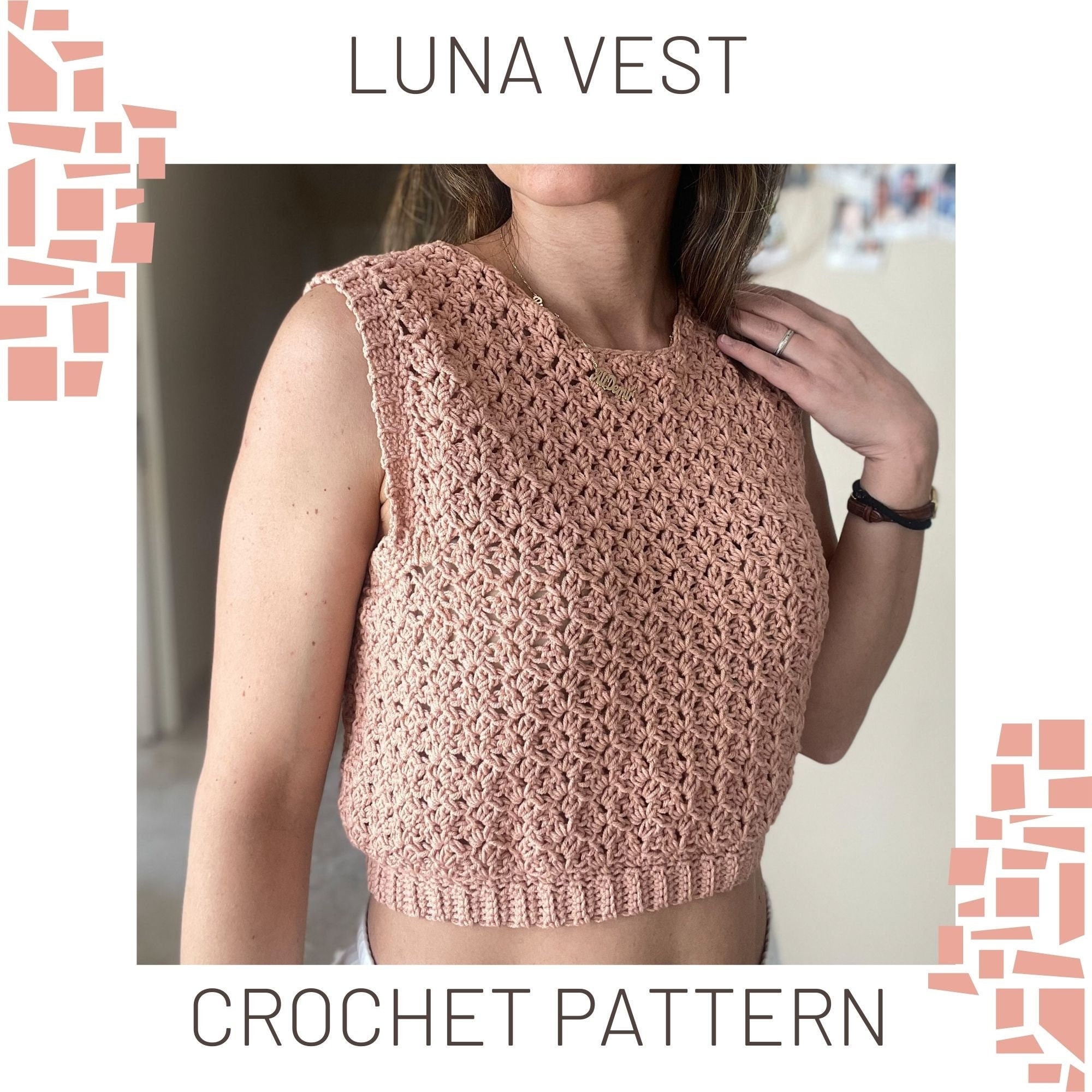 Pink Crochet Vest - Etsy