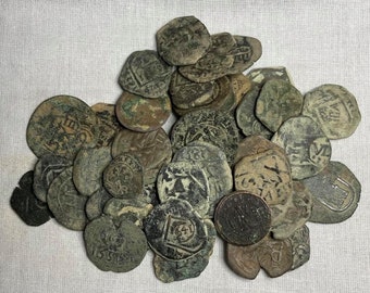 スペイン海賊時代の青銅貨幣 | 本物保証 | 歴史の驚異 | 1400 - 1695