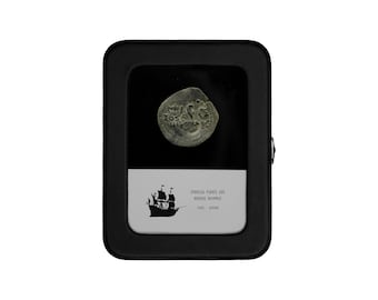 ガラスケース入り、日付入りのスペイン海賊時代のプレミアムブロンズコイン - 本物保証 - 素晴らしい歴史の逸品 - 1400 - 1695