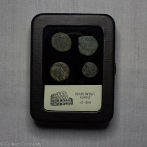 4 Roman Coins In Glass Case - INSANE DEAL - Authentic - Quality - 1500+ years old (100AD-400AD) - Perfect Gift!