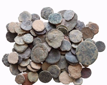 7 pièces romaines antiques authentiques non nettoyées - 1600+ ans (60BC - 400AD)