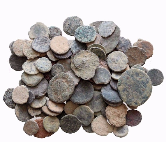 7 Authentic Uncleaned Ancient Roman Coins - 1600+ years old (60BC - 400AD)