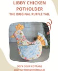 Chicken Oven Mitt Sewing Pattern PDF | Libby the Ruffle Tail Chicken Potholder Pattern | Farmhouse Kitchen | Vintage inspired potholder