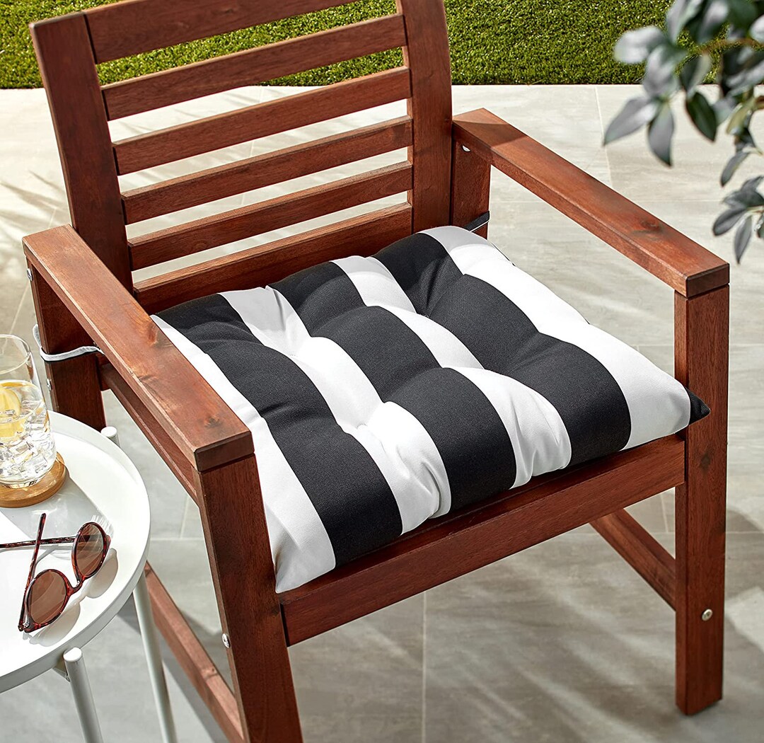 Set of 2 Black White Stripe Chair Cushion Cover Kitchen - Etsy