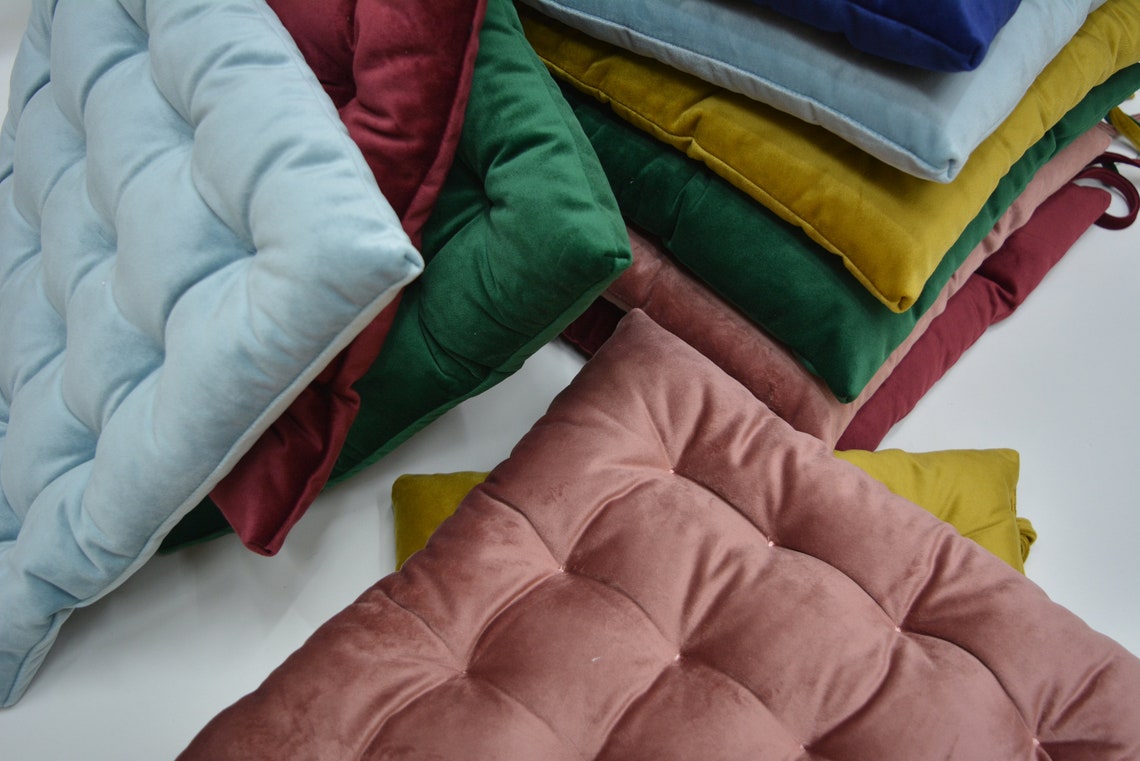 SET OF 2 Velvet Chair Cushion Cover Square Seat Cushion Etsy