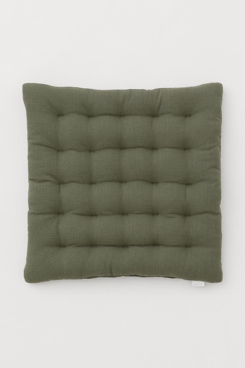 Tufted Linen Chair Cushion Pure Linen Seat Pads and Cover 4 Etsy