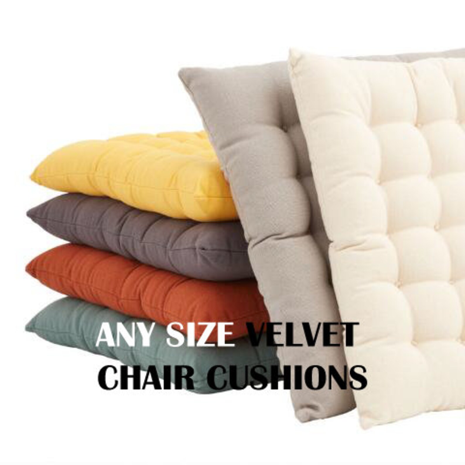 SET OF 2 Velvet Chair Cushion Cover Square Seat Cushion Etsy