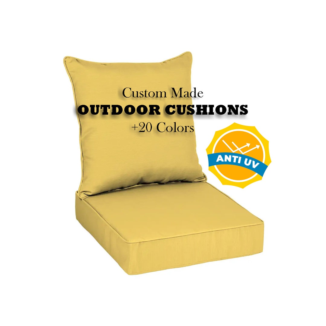 Yellow Outdoor Garden Chair Cushion Covers Custom Size Patio Etsy