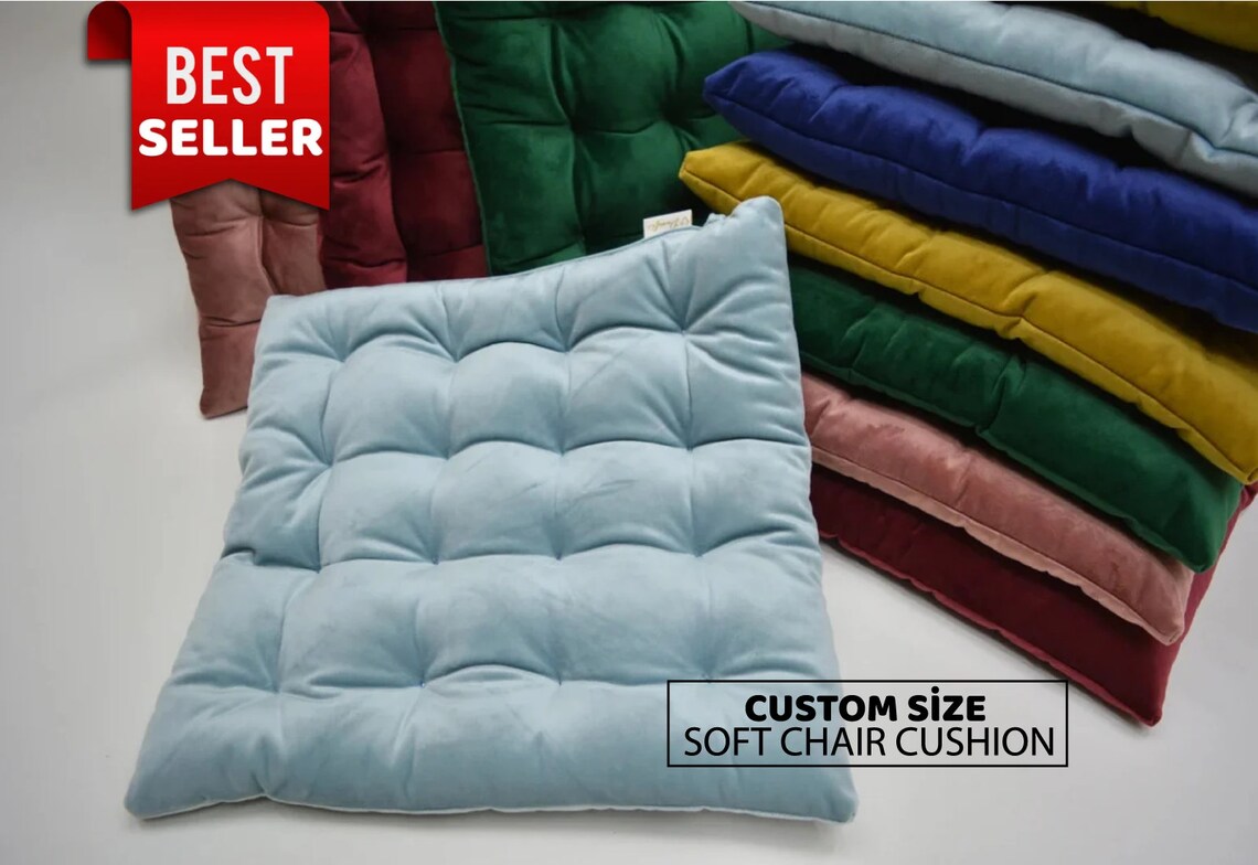 SET OF 2 Velvet Chair Cushion Cover Square Seat Cushion Etsy