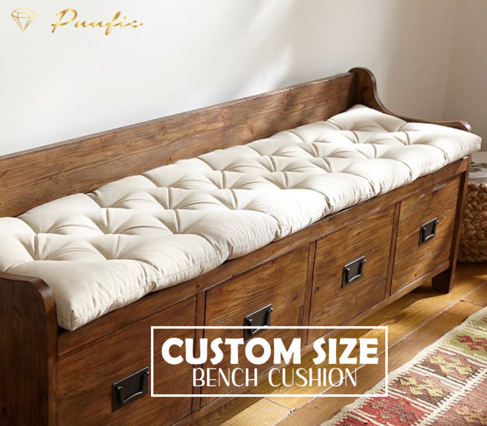 Tufted Bench Cushion Cover Velvet Bench Seat Cushion Cover Etsy