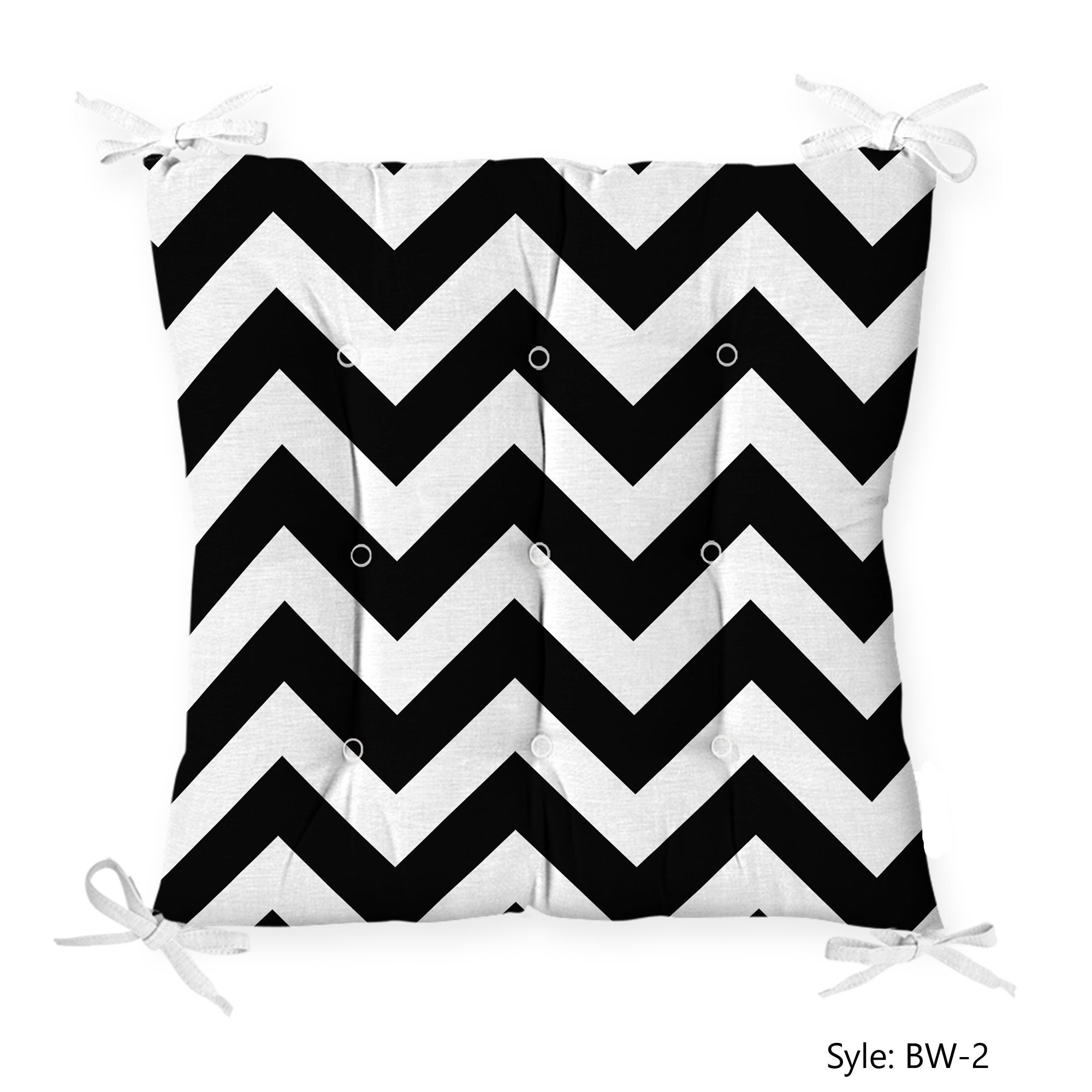 Black White Striped Chair Cushion Indoor Outdoor Sqaure Seat Etsy