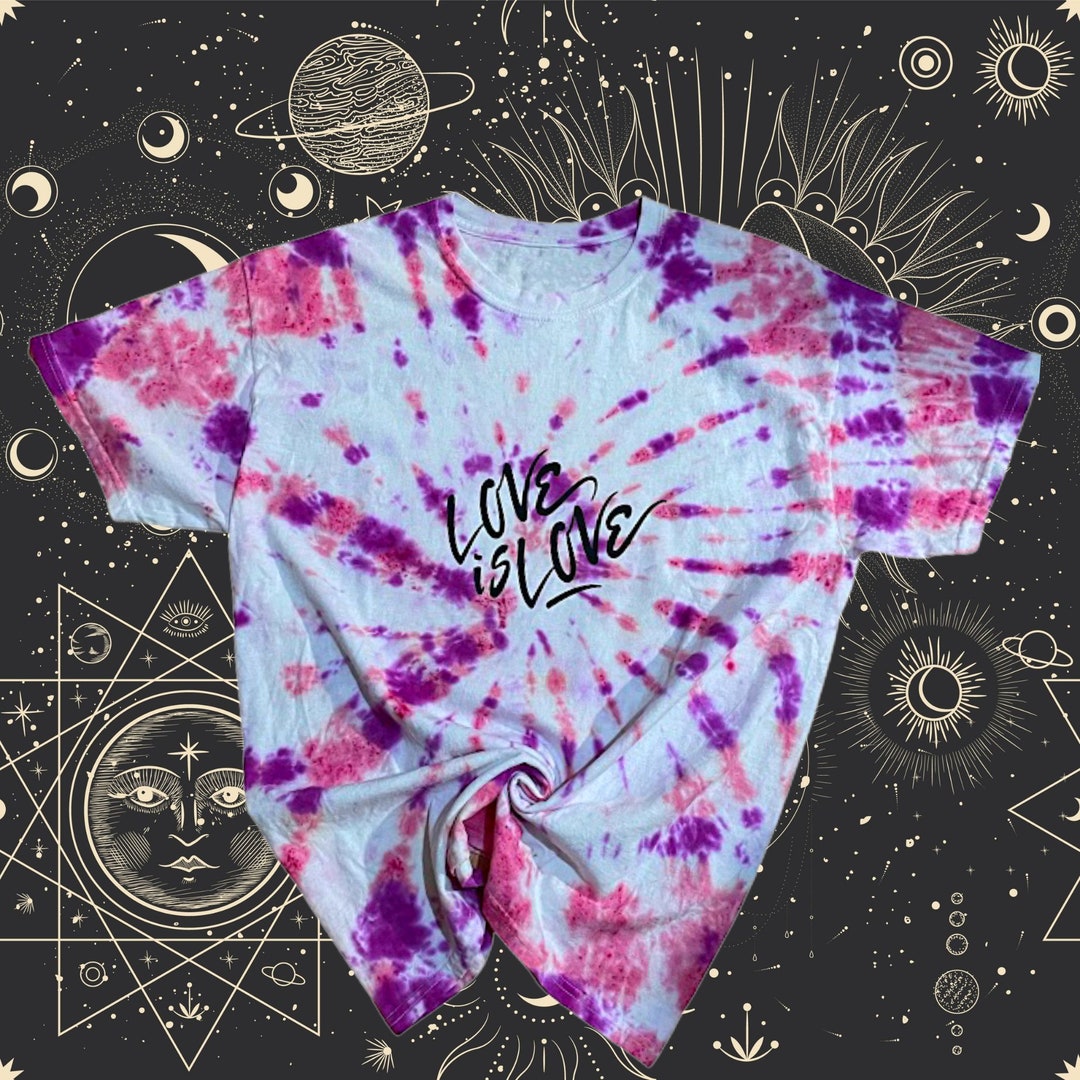 Love is Love Bleach Tie Dye 100 Cotton Tshirt Handmade Etsy Canada
