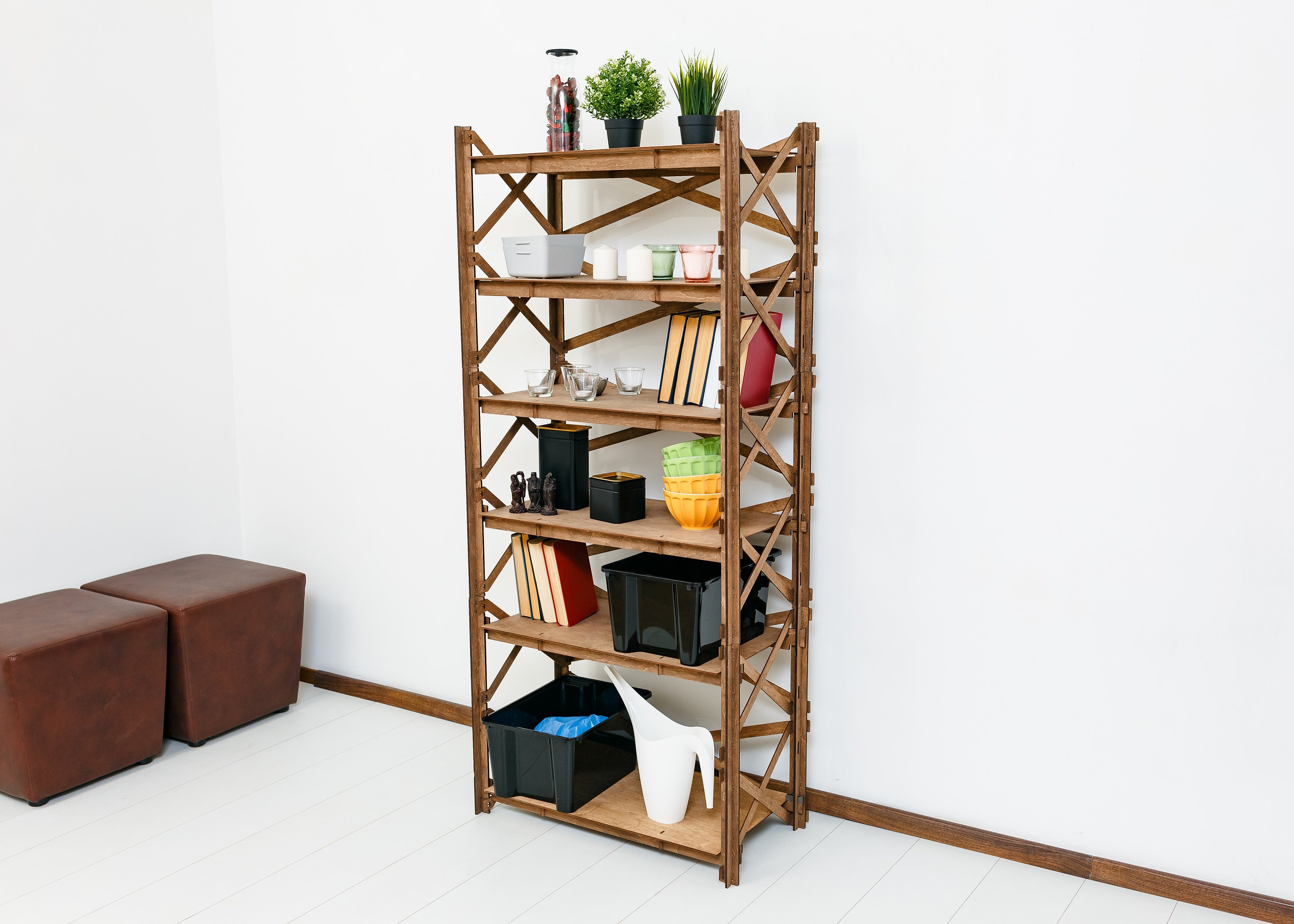 Bücherregal Bücherregal aus Holz Holzständer für Wohndekor | Etsy