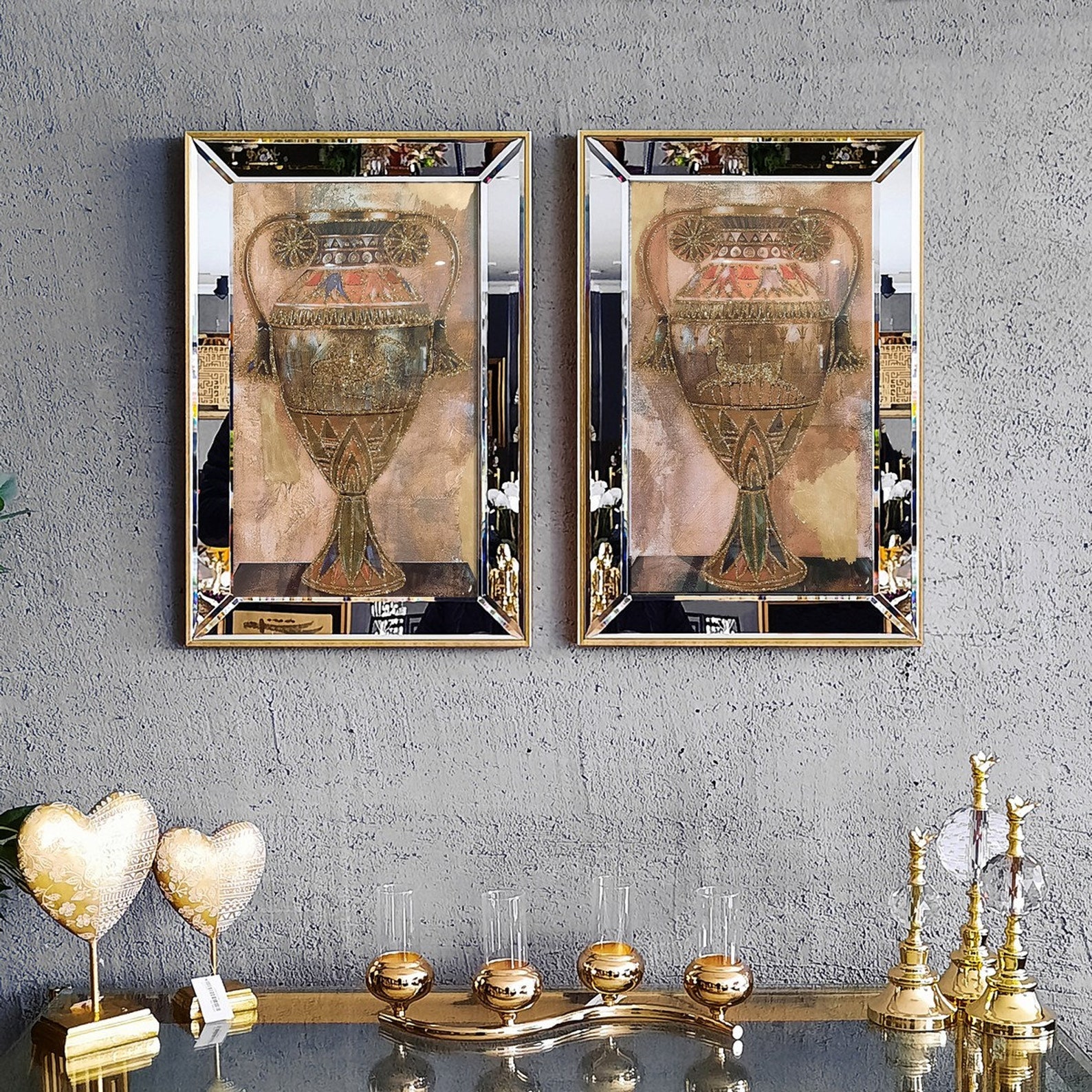 Gold Vases Wall Decor Wall Art Etsy