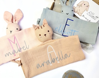 Newborn gifts with baby name, Unique comfort toy, Sensory play babies, Personalised gifts for babies Bunny comforter, newborn lovey, Snuggle