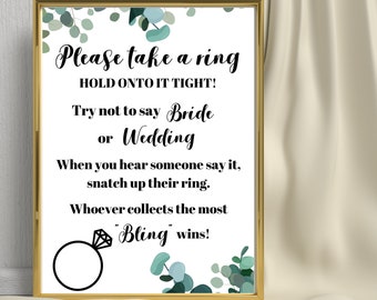 The Ring Game, Bridal Shower Game Sign, Bridal Shower Game ideas, Ring Game Sign, Bachelorette Game, Wedding Shower Game, Put a Ring on it